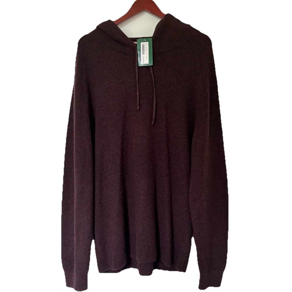 Candy & Caviar Men's Hooded Zayne Waffle Pullover Sweater Burgundy XXL NWT